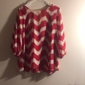 cute tan and red blouse